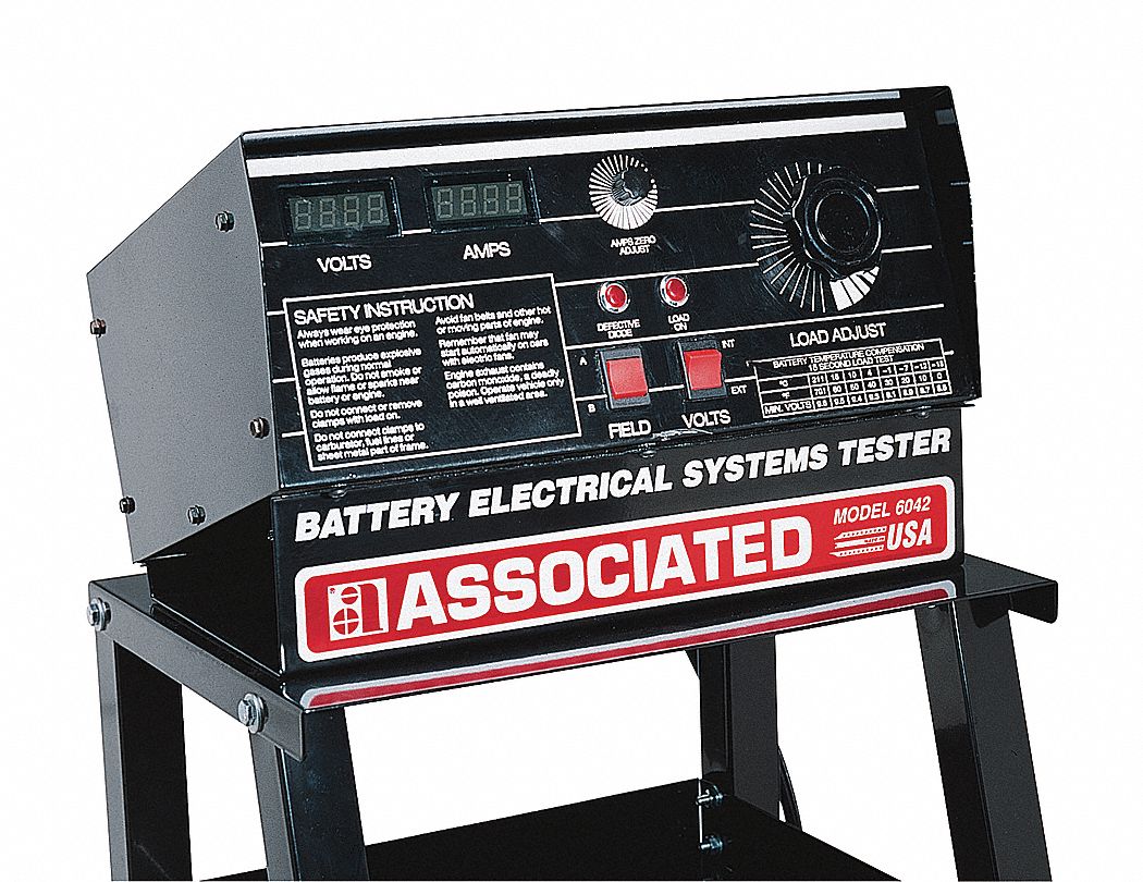 ASSOCIATED EQUIP Battery Tester: Battery Load Tester, Battery Load Tester,  36 in Overall Wd, 12V/24V