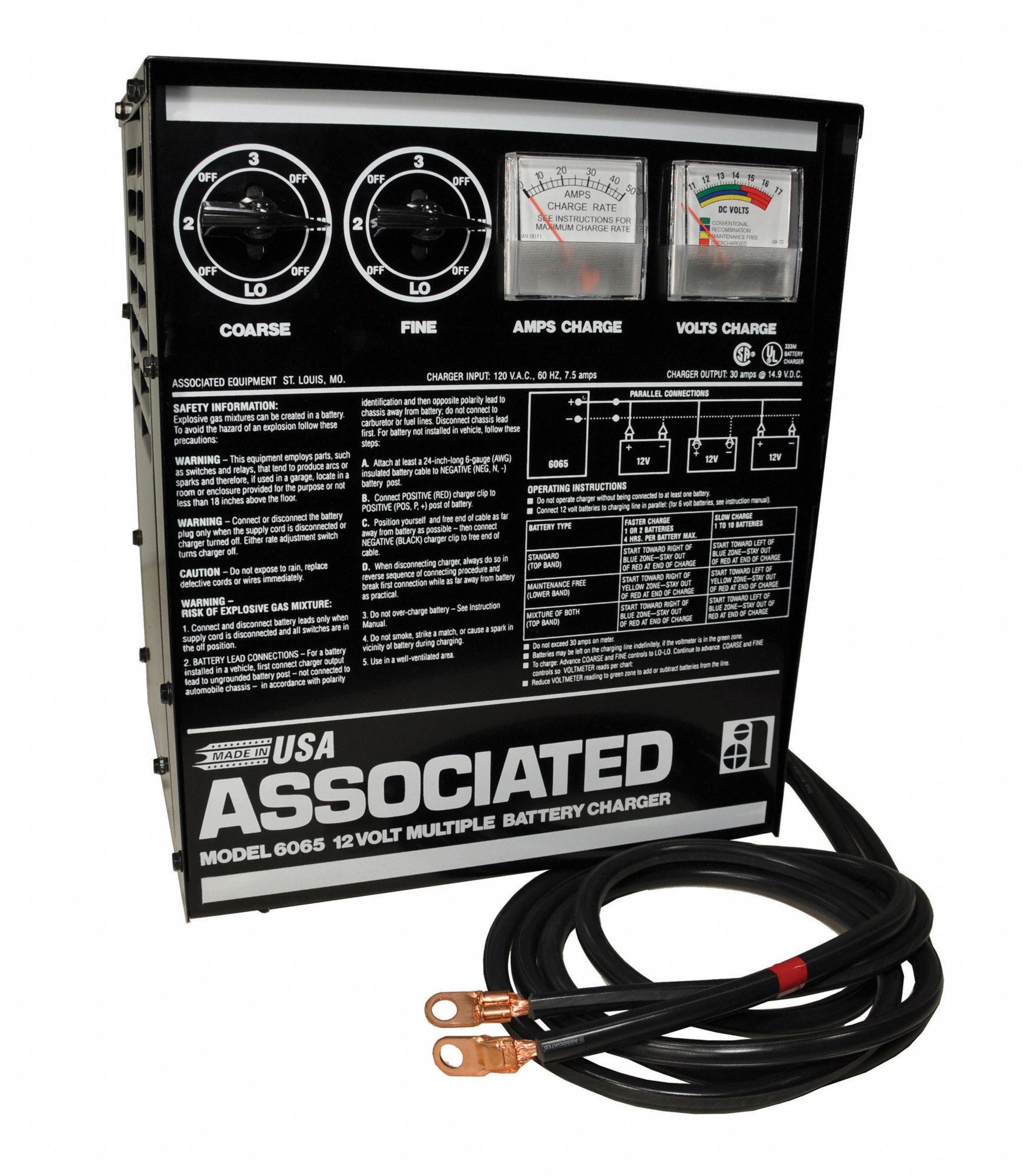 BATTERY CHARGER, CHARGING, MANUAL, FOR AGM/LEAD ACID/WET CELL, MANUAL ON/OFF