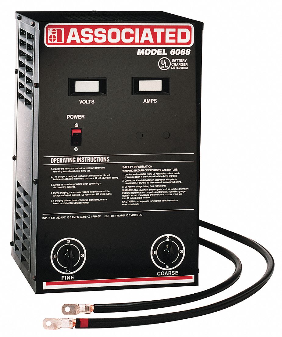 BATTERY CHARGER, 12V DC, UL, 5 FT L X 20 IN H X 12 IN W X 11 IN D