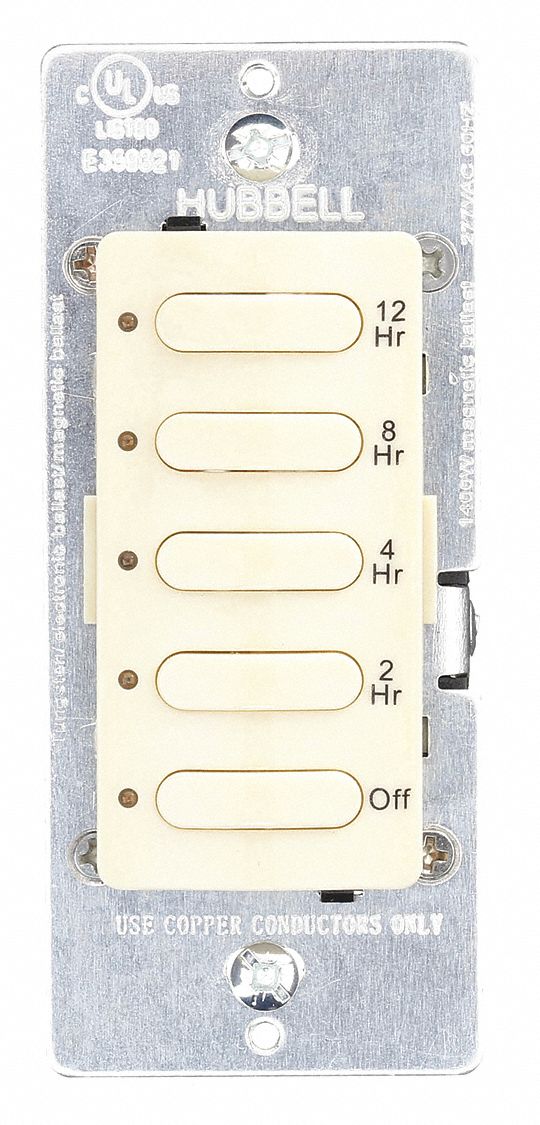 Countdown Timer: 24 hr Max, 2 hr Min, SPST, 120/277V AC, Light Almond