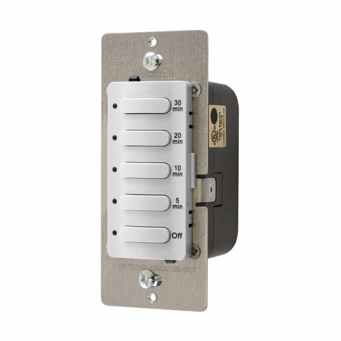 Countdown Timer: 30 min Max, 5 min Min, SPST, 120/277V AC, White