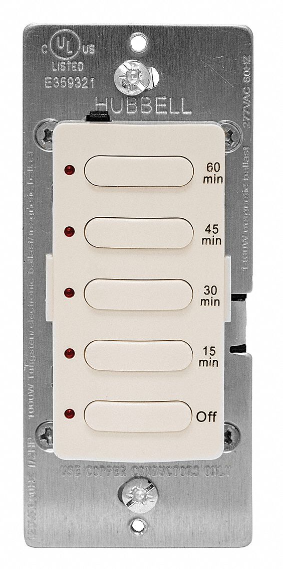 Countdown Timer: 1 hr Max, 15 min Min, SPST, 120/277V AC, Light Almond