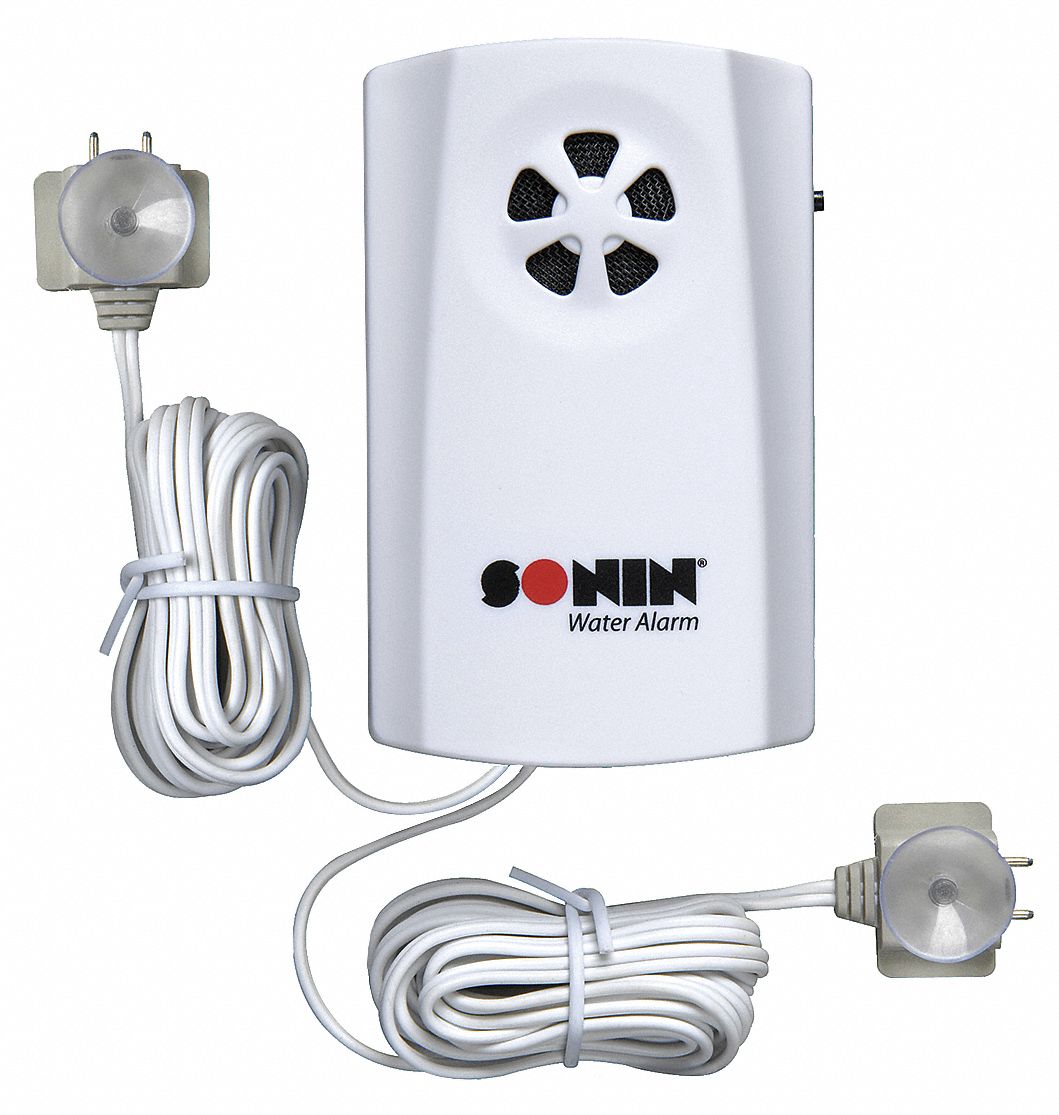 SONIN Water Alarm, 9V DC, Includes (2) Attached 6 ft Leads with Sensors