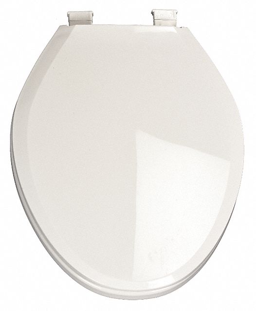 Toilet Seat: Closed, Cover Included, Plastic, External Check, 1 3/4 in Seat Ht, White, Std