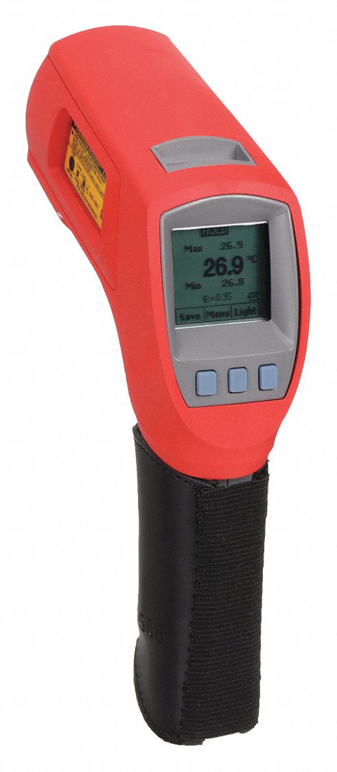 FLUKE Infrared Thermometer: -40° to 1472°, 1 in @ 50 in Focus, Adj 0.10 to  1.00, Single Dot, (3) AAA