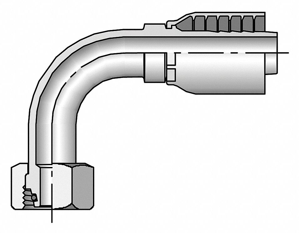 PARKER Hydraulic Crimp Fitting: Steel x Steel, 90° Elbow, -20 For Hose ...