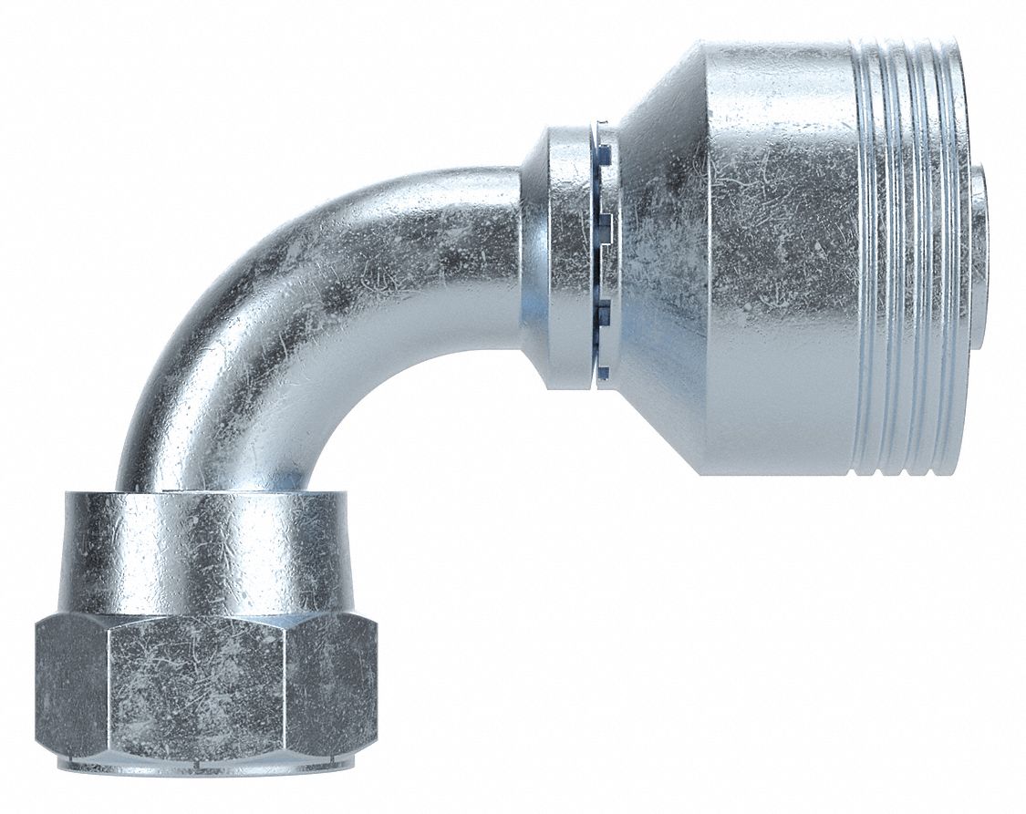 Hydraulic Crimp Fitting: Steel x Steel, 90° Elbow, -20 For Hose Dash Size, Metric x Crimp