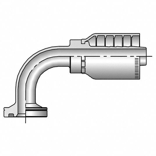 PARKER 90° Elbow Hydraulic Flange Fitting, Steel, Zinc Finish 29TK06