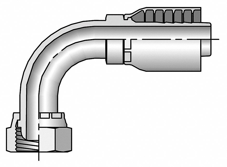 PARKER Hydraulic Crimp Fitting: Steel x Steel, 90° Elbow, -16 For Hose ...