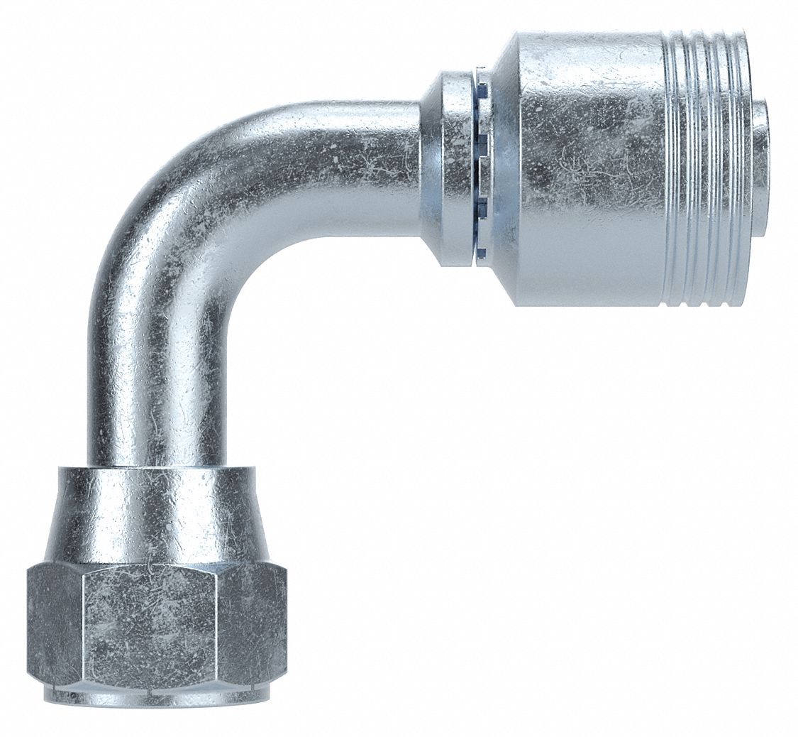 RACCORD DE SERTISSAGE HYDRAULIQUE, BSPP X SERTISSABLE, COUDE 90 DEGREES, TAILLE DE BOYAU -16, ACIER