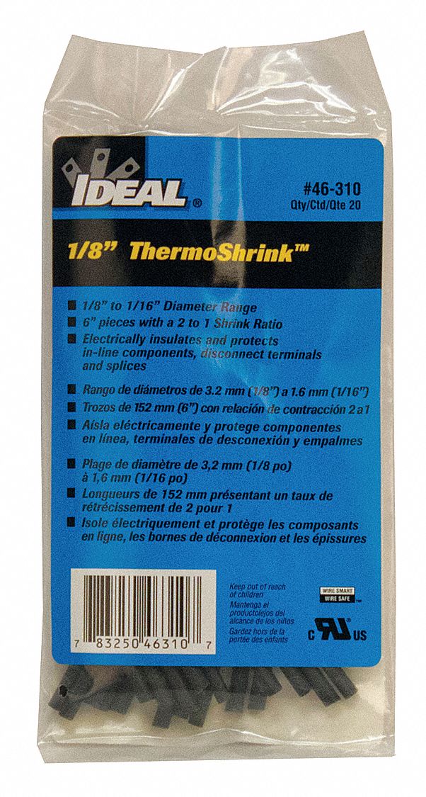IDEAL Heat Shrink Tubing, Thin Wall, Polyolefin, Flexible, Shrink Ratio