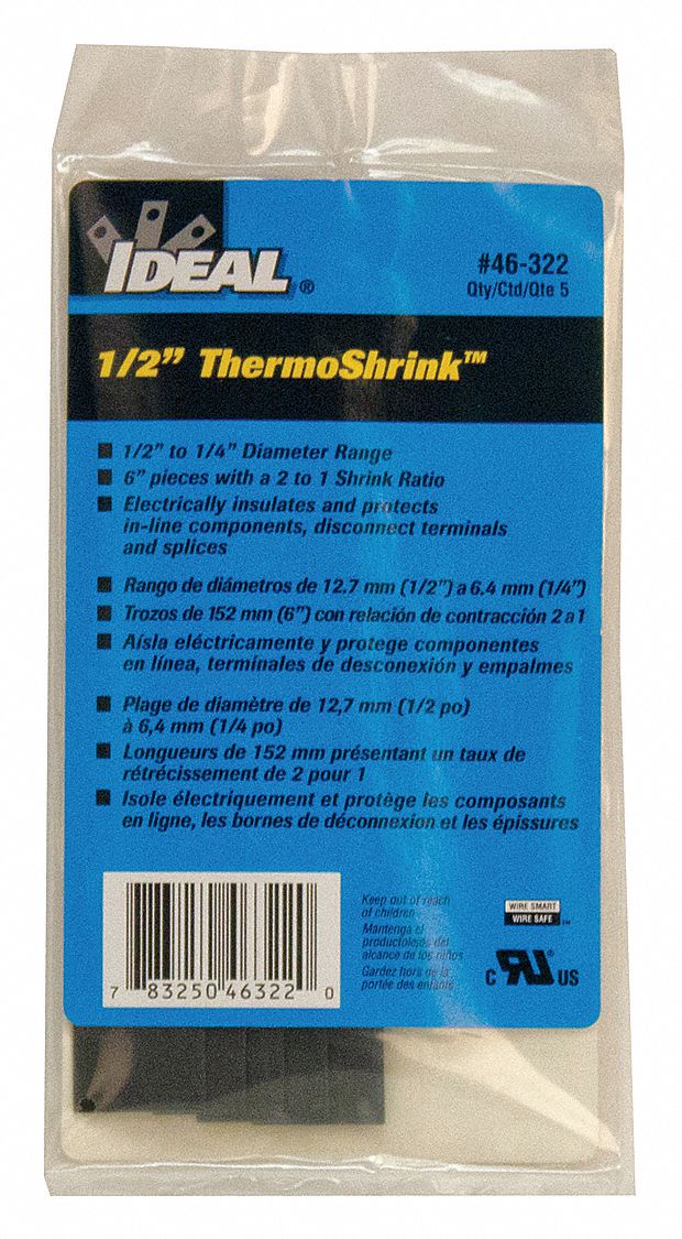 IDEAL Heat Shrink Tubing, Thin Wall, Polyolefin, Flexible, Shrink Ratio