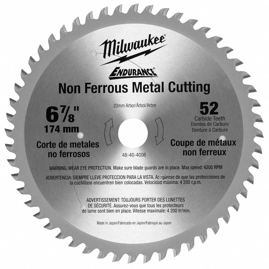 Circular Saw Blade, 6 7/8 in, 52 Teeth