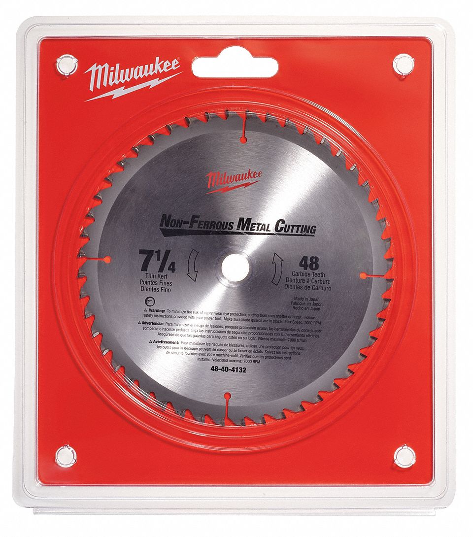 MILWAUKEE, 7 1/4 in Blade Dia., 48 Teeth, Circular Saw Blade 29UN89