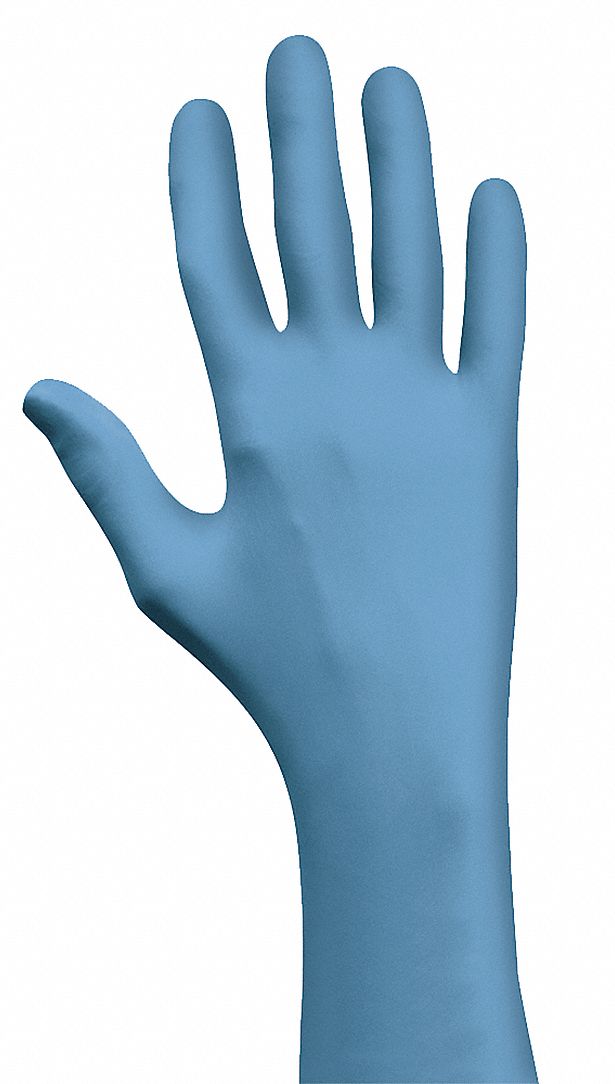 SHOWA 3005PF DISPOSABLE GLOVES, XL, 10, BLUE, ROLLED CUFF, 100 PK