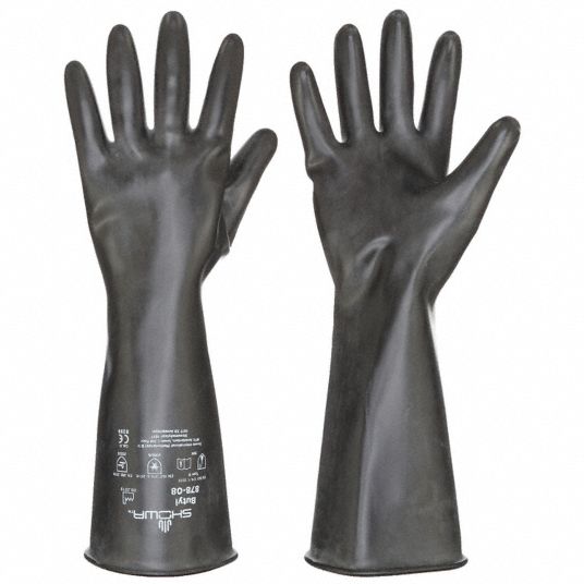 Chemical Resistant Gloves,Butyl,2XL,PR Showa 878-11, Black