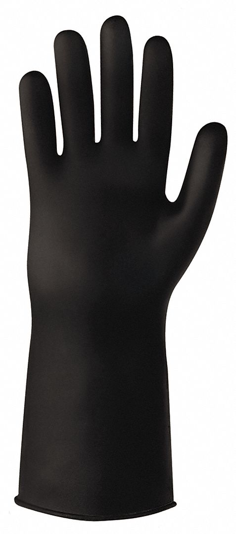 CHEMICAL RESISTANT GLOVES, 25 MIL, 14 IN LENGTH, GRAIN, SIZE 11, BLACK