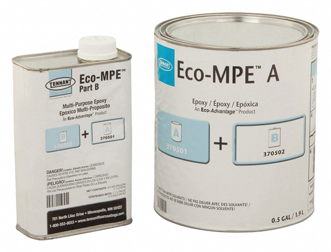 TENNANT Epoxy Activator and Finish Kit Epoxy, 2Step System Components