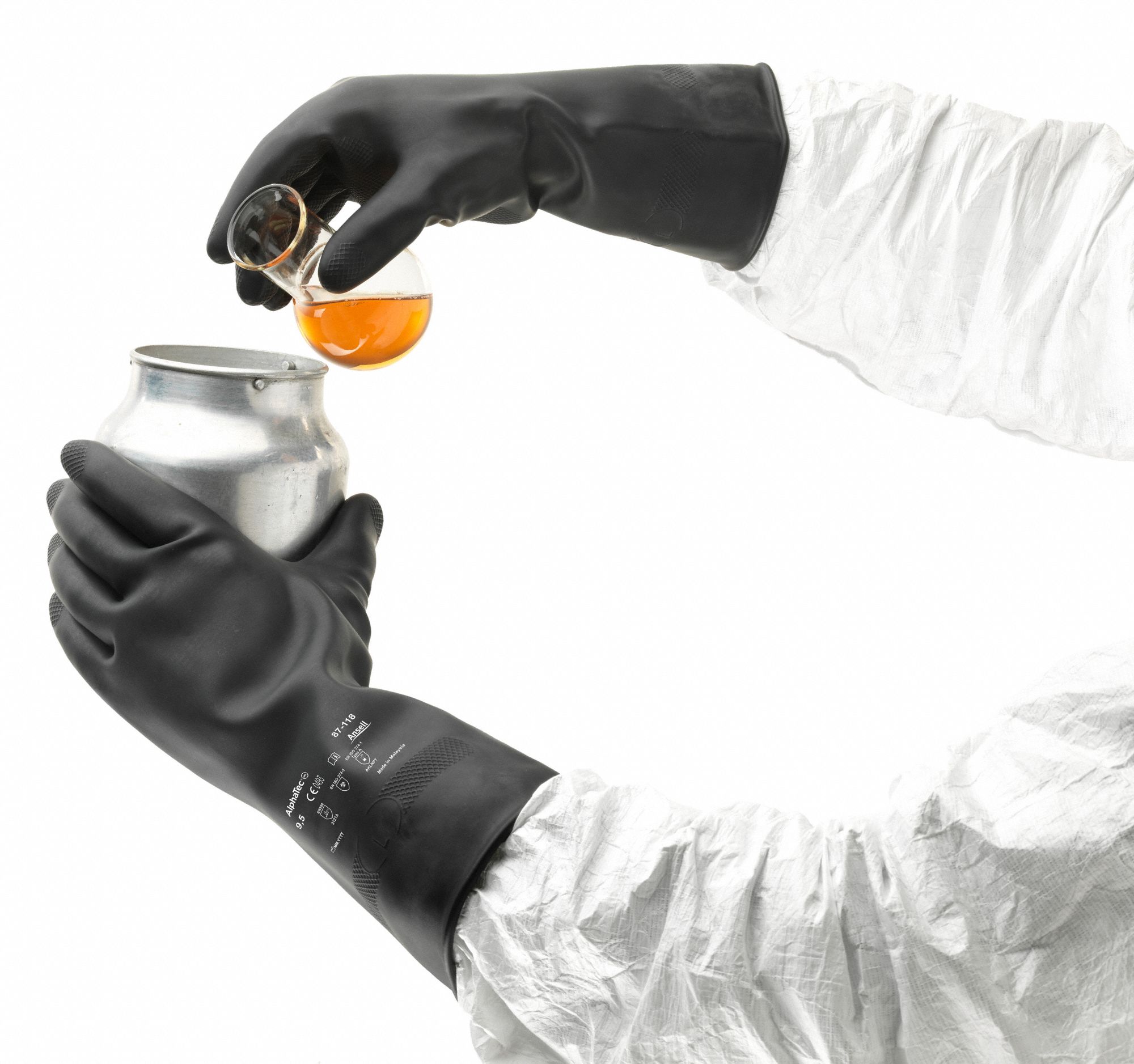 ANSELL Chemical Resistant Gloves, 9, Glove Materials Natural Rubber