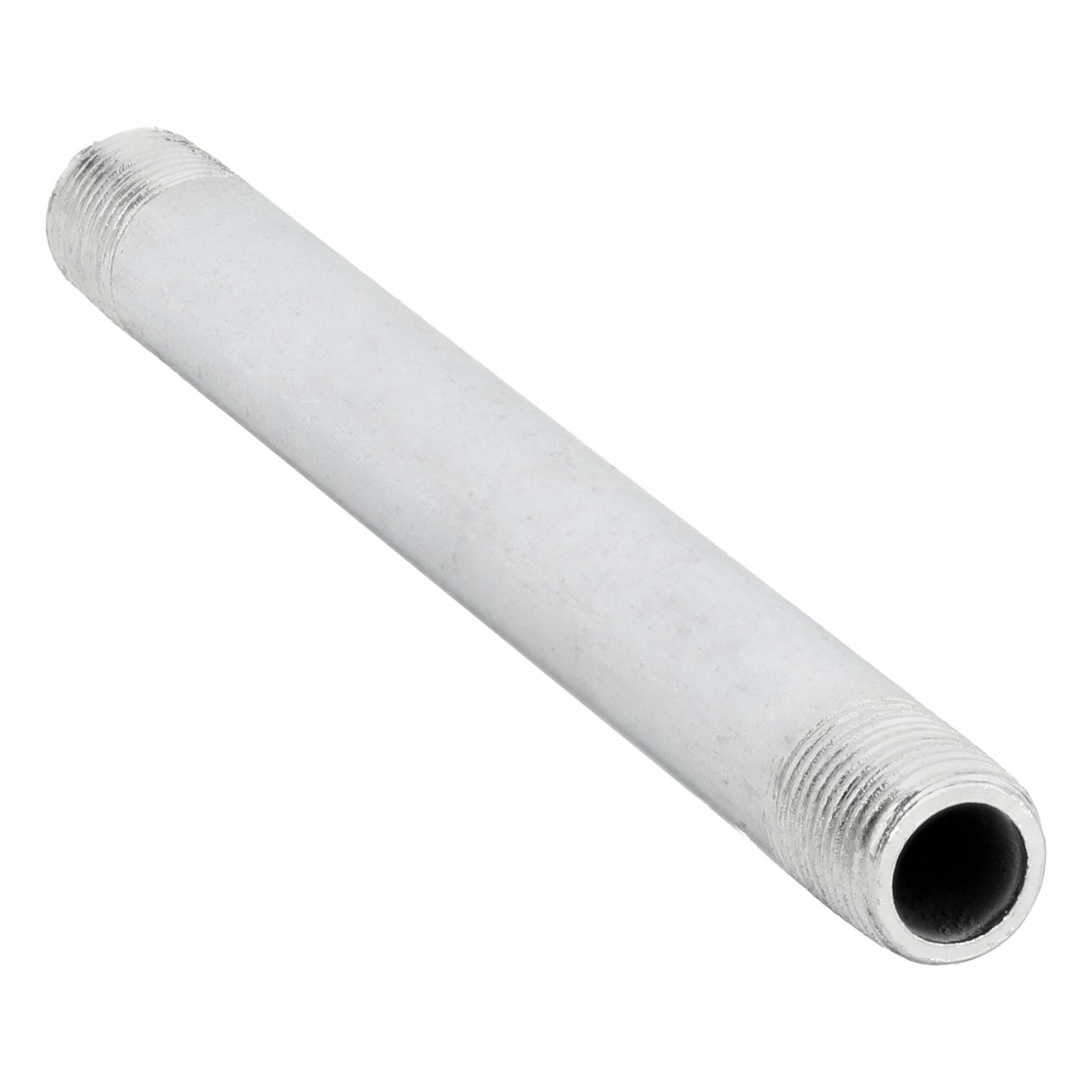 Nipple: Galvanized Steel, 1/8 in Nominal Pipe Size, 4 in Overall Lg, Threaded on Both Ends, Welded