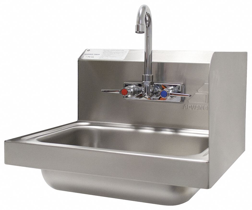 Hand Sink: 1 Stations, 5 in Bowl Dp, 14 in Bowl Lg, 10 in Bowl Wd, Faucet Included