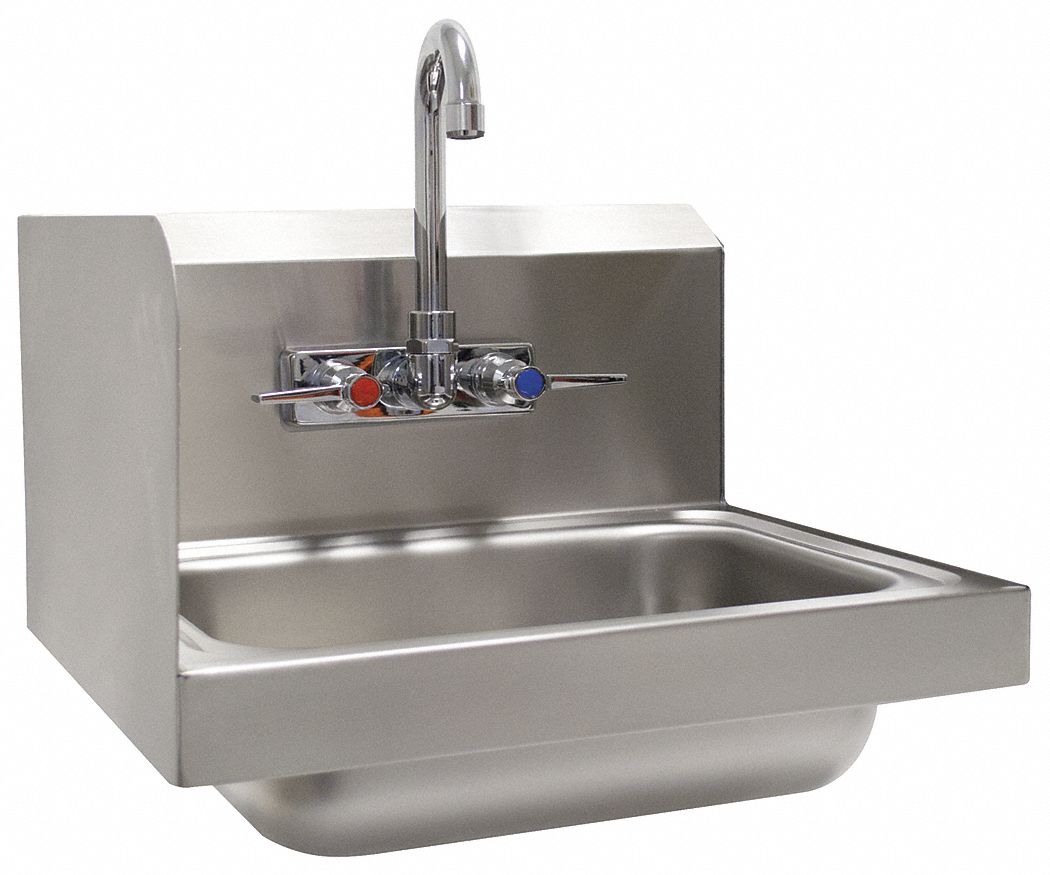 Hand Sink: 1 Stations, 5 in Bowl Dp, 14 in Bowl Lg, 10 in Bowl Wd, Faucet Included