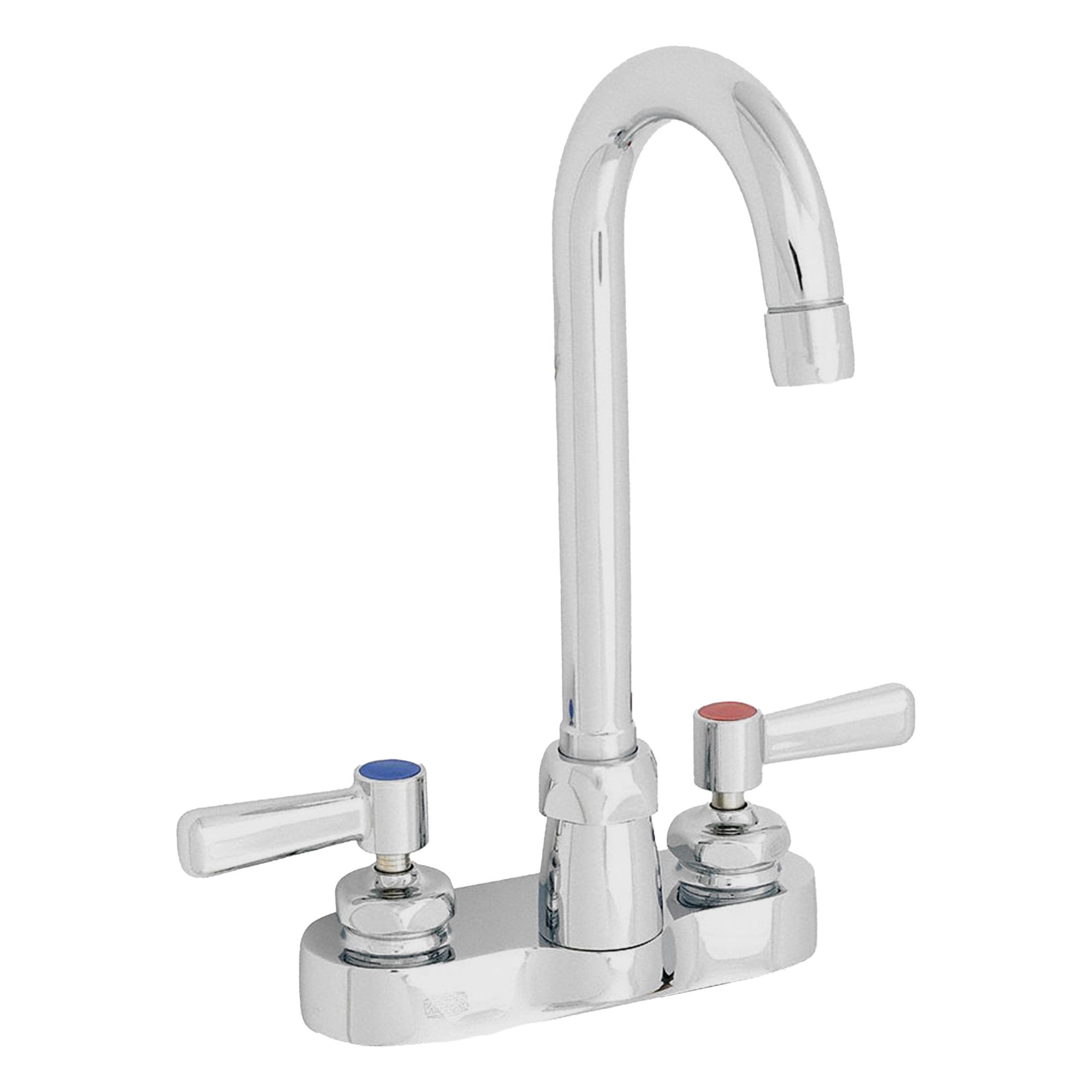 Gooseneck Bathroom Faucet: AquaSpec®, Brass, Chrome Finish, 2.2 gpm Flow Rate, Centerset, Lever