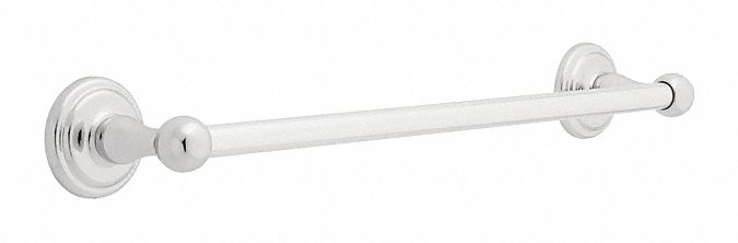 Towel Bar: 9018PC, Wall Mount, 3 5/8 in x 20 5/8 in x 2 1/2 in, 18 in Bar Wd, Zinc