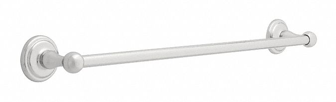 Towel Bar: 9024PC, Wall Mount, 3 5/8 in x 26 1/4 in x 2 1/2 in, 24 in Bar Wd, Zinc