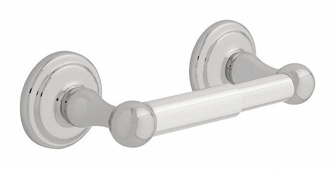 Toilet Paper Holder: Std Core, Horizontal Single Roll, Double Post Holder, Zinc