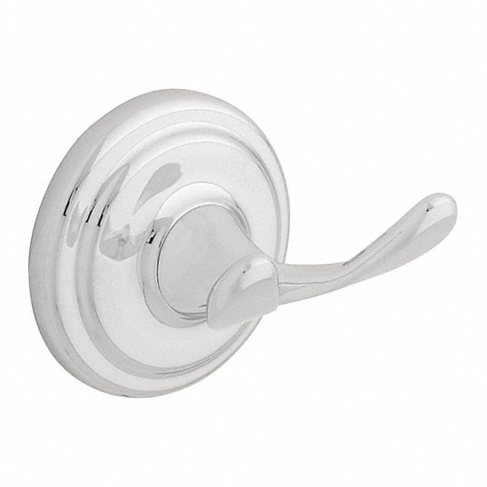 Bathroom Hook: Polished Chrome, 2 13/16 in Overall Dp, 2 13/16 in Overall Ht
