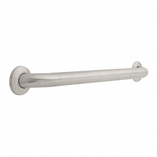 Grab Bar: Concealed Wall Mount, Stainless Steel, Silver, Stainless Steel Tubing Frame