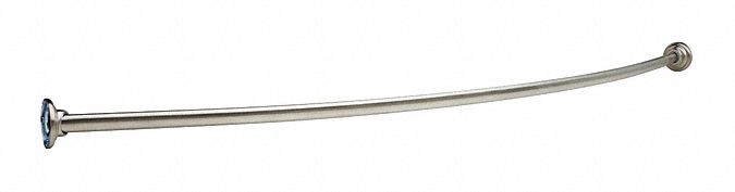 Curved Shower Rod: 211-5 SS, Stainless Steel, 60 in Lg, Unfinished, 25 lb Wt Capacity