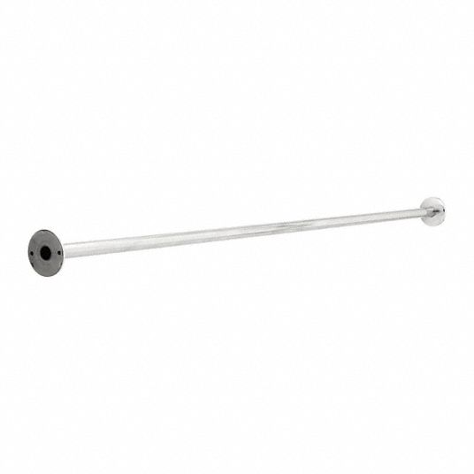 60 inL x 1 inD Bright Stainless Steel Shower Rod, Includes: (4) Screws ...