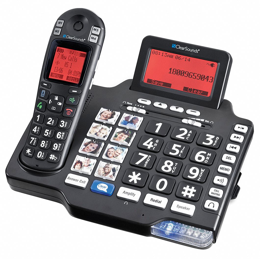 Telephone: DECT 6.0 Cordless, Black, Plastic, For Land Line/Mobile Service
