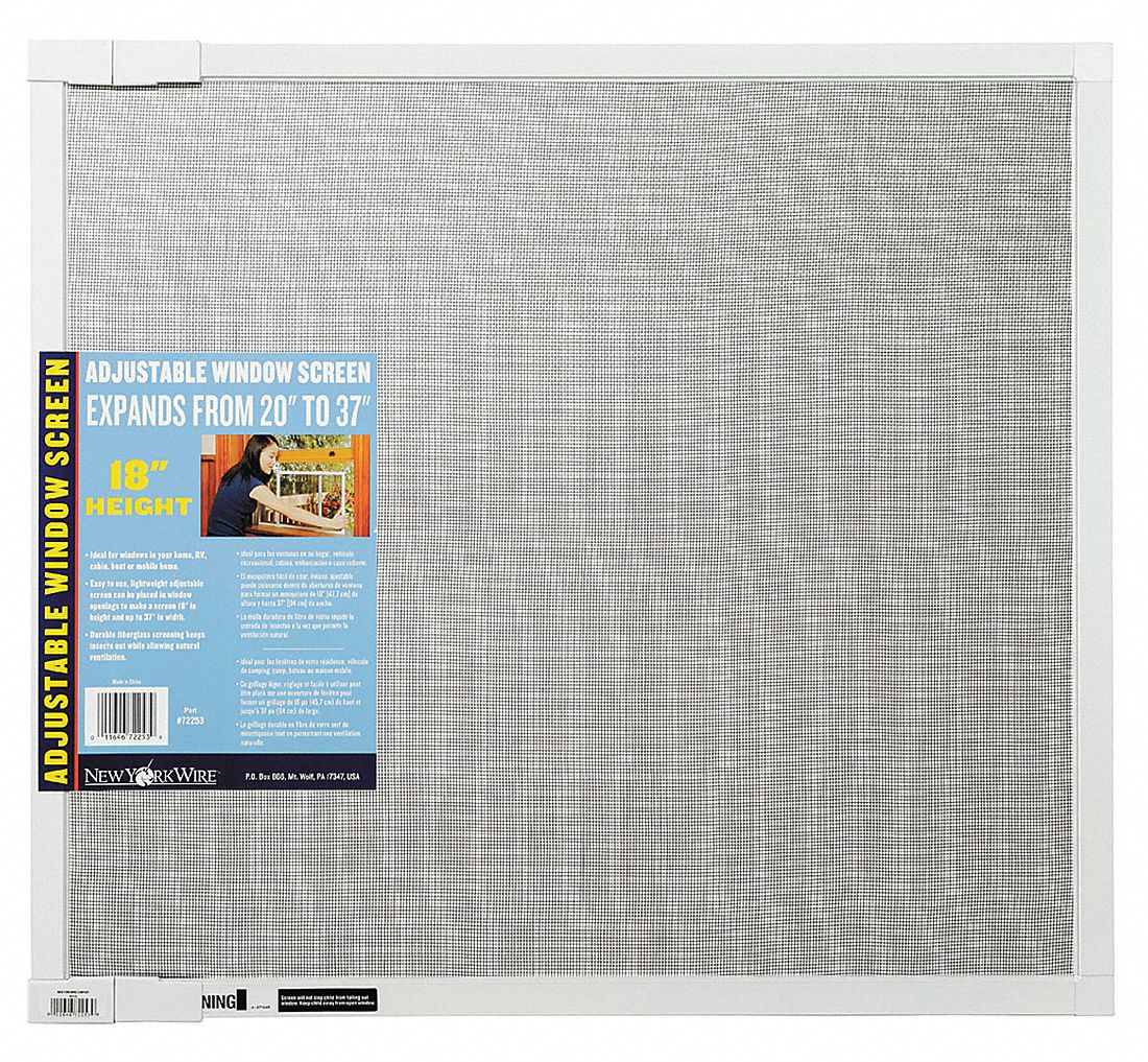 Adjustable Screening: Adj Window Screen, 20 in Overall Ht, 37 in Overall Lg