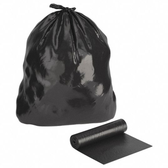 Tough Guy 31DK77 Trash Bag, 50 gal, Black, PK100