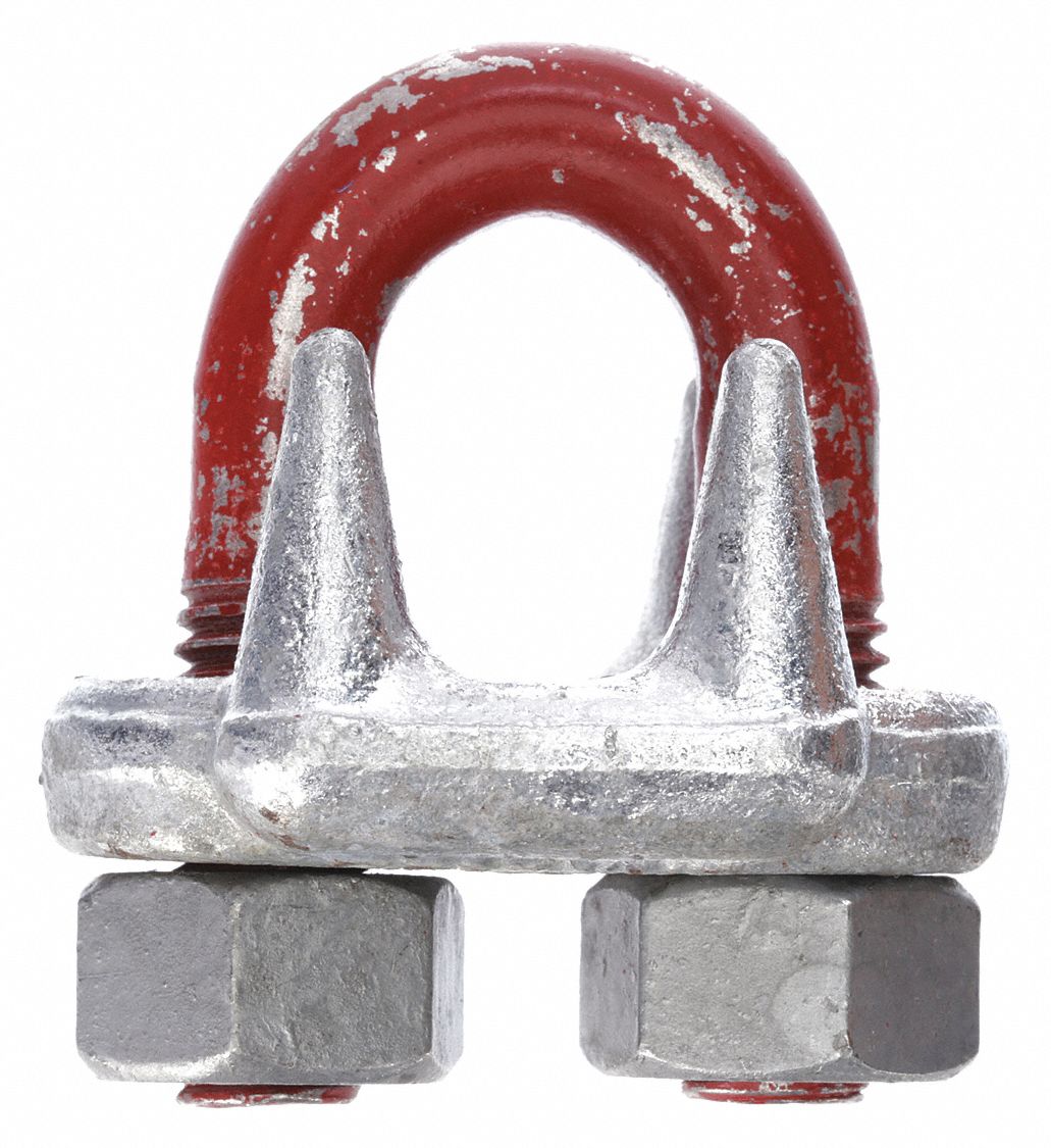WIRE ROPE U-BOLT CLIP, ⅛ IN COMPATIBLE ROPE DIA, 3¼ IN ROPE TURNBACK L, STEEL, FORGED