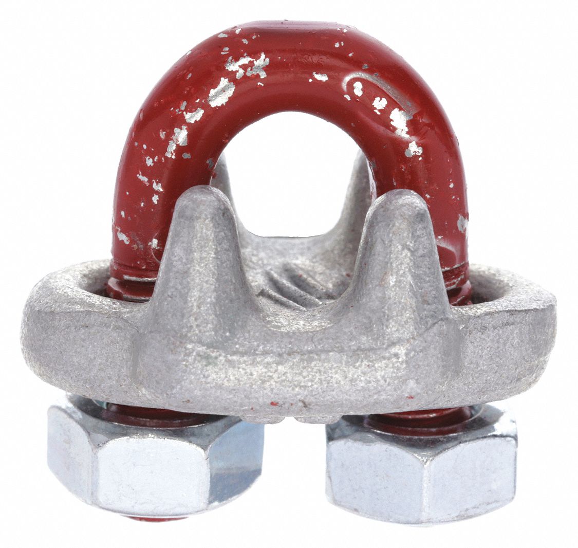 WIRE ROPE U-BOLT CLIP, ¼ IN COMPATIBLE ROPE DIA, 3¾ IN ROPE TURNBACK L, STEEL, FORGED