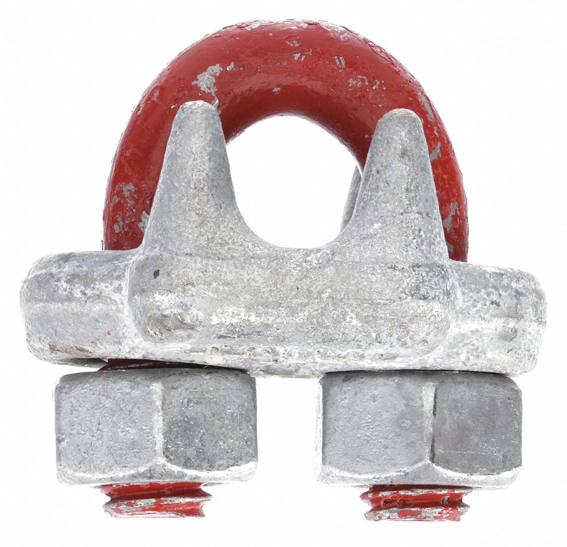 WIRE ROPE U-BOLT CLIP, ⅜ IN COMPATIBLE ROPE DIA, 6½ IN ROPE TURNBACK L, STEEL, FORGED