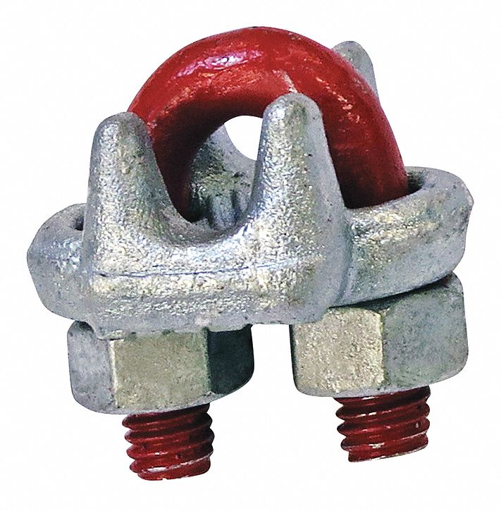 Wire Rope U-Bolt Clip: 1 1/4 in Compatible Rope Dia, 44 in Rope Turnback Lg, Steel, Forged