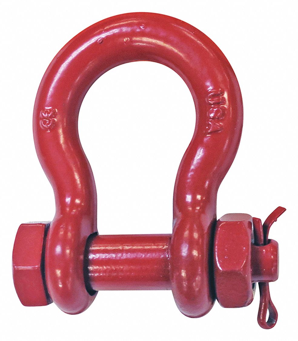 ANCHOR SHACKLE, 9,500 LB WORKING LOAD LIMIT, 2 IN COMPATIBLE SLING W, SILVER