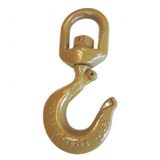 CROSBY Swivel Hook: Carbon Steel, Swivel Eye, 3,000 lb Working Load Limit