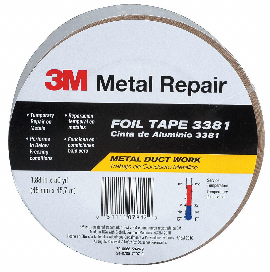 3M 3381, 1 7/8 in x 50 yd, Foil Tape 29WR883381 Grainger