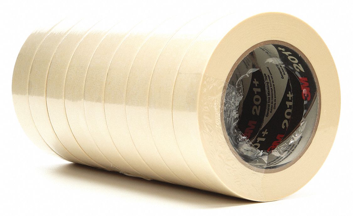 MASKING TAPE, 15/16 IN X 60 YD, 4.4 MIL THICK, INDOOR, RUBBER ADHESIVE, 201+,RL