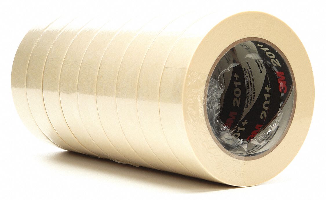 MASKING TAPE, 15/16 IN X 60 YD, 4.4 MIL THICK, INDOOR, RUBBER ADHESIVE, 201+, 36 PK