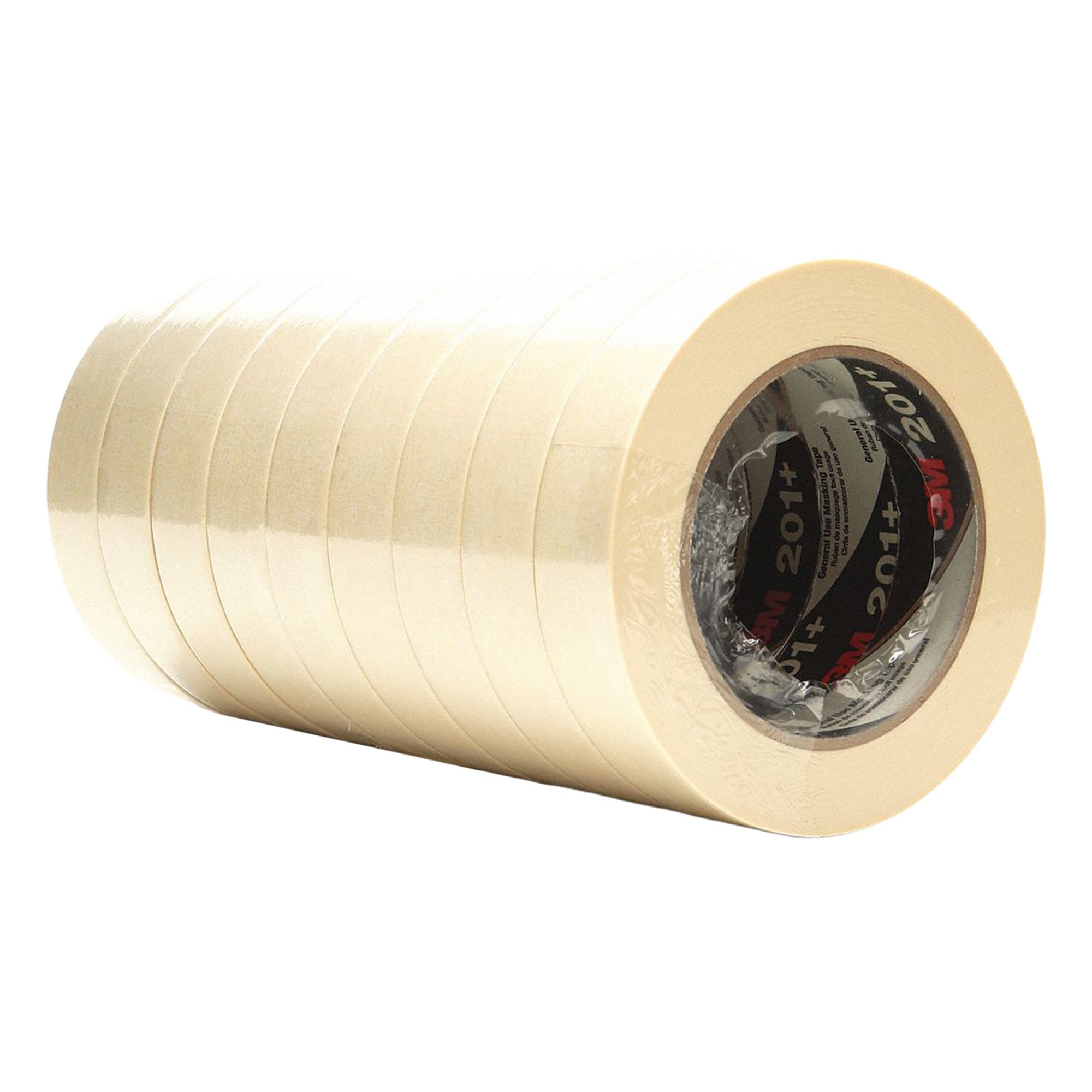 Masking Tape: 201+, Tan, 15/16 in Roll Wd, 60 yd Overall Roll Lg, 4.4 mil Thick, Rubber