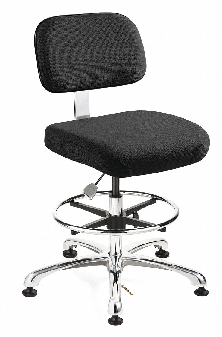 ERGONOMIC ESD CHAIR,FABRIC,BLACK,19-26