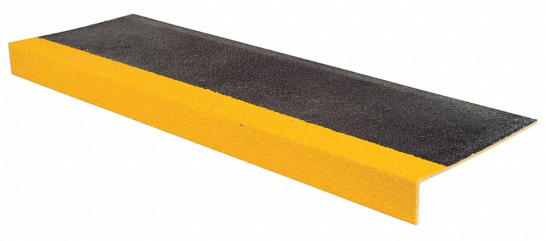 Yellow/Black, Plastic/Fiberglass Stair Tread Cover, Installation Method: Adhesive or Fasteners, Squa