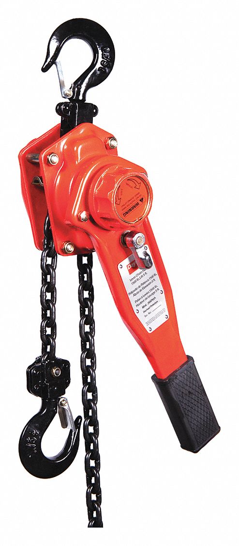 LEVER CHAIN HOIST, HOOK MOUNTED - NO TROLLEY, 1,500 LB LIFTING CAPACITY, 5 FT LIFT L